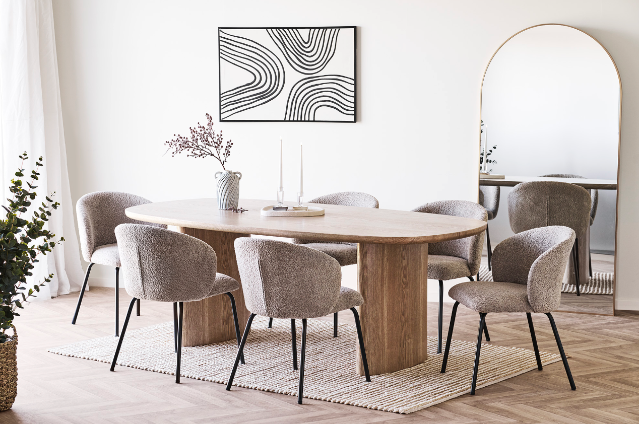 House Nordic Eettafel Serra – Essenfineer & Massief Houten Poten – Naturel – 210x110x75 cm